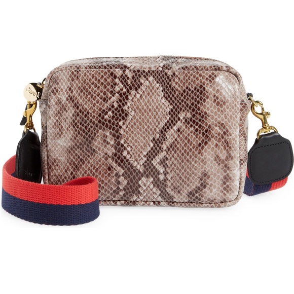 Clare V. Midi Sac Leather Crossbody Bag Authentic in Grey Snakeskin - Picture 3 of 9